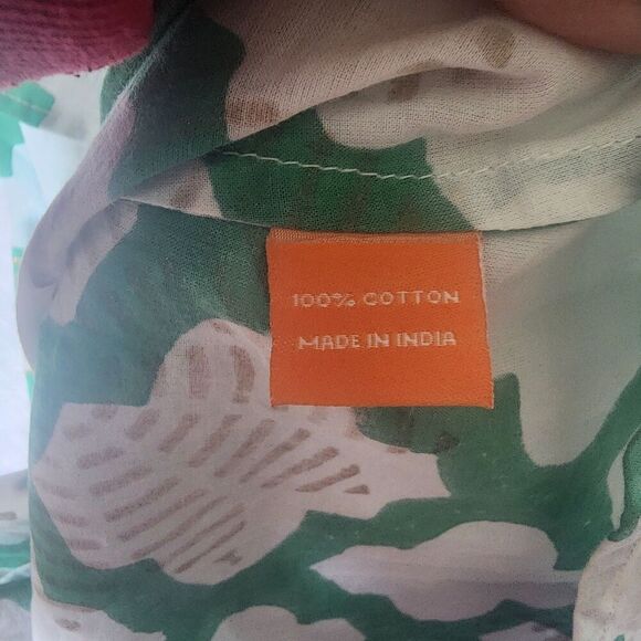 Oliphant Mini Dress Women's XS White Green One Shoulder Geometric Pattern Cotton - Picture 3 of 8